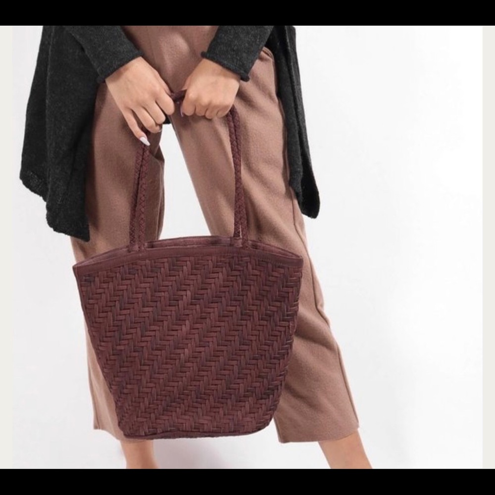 Brown woven leather bag: Bembien “Jeanne”